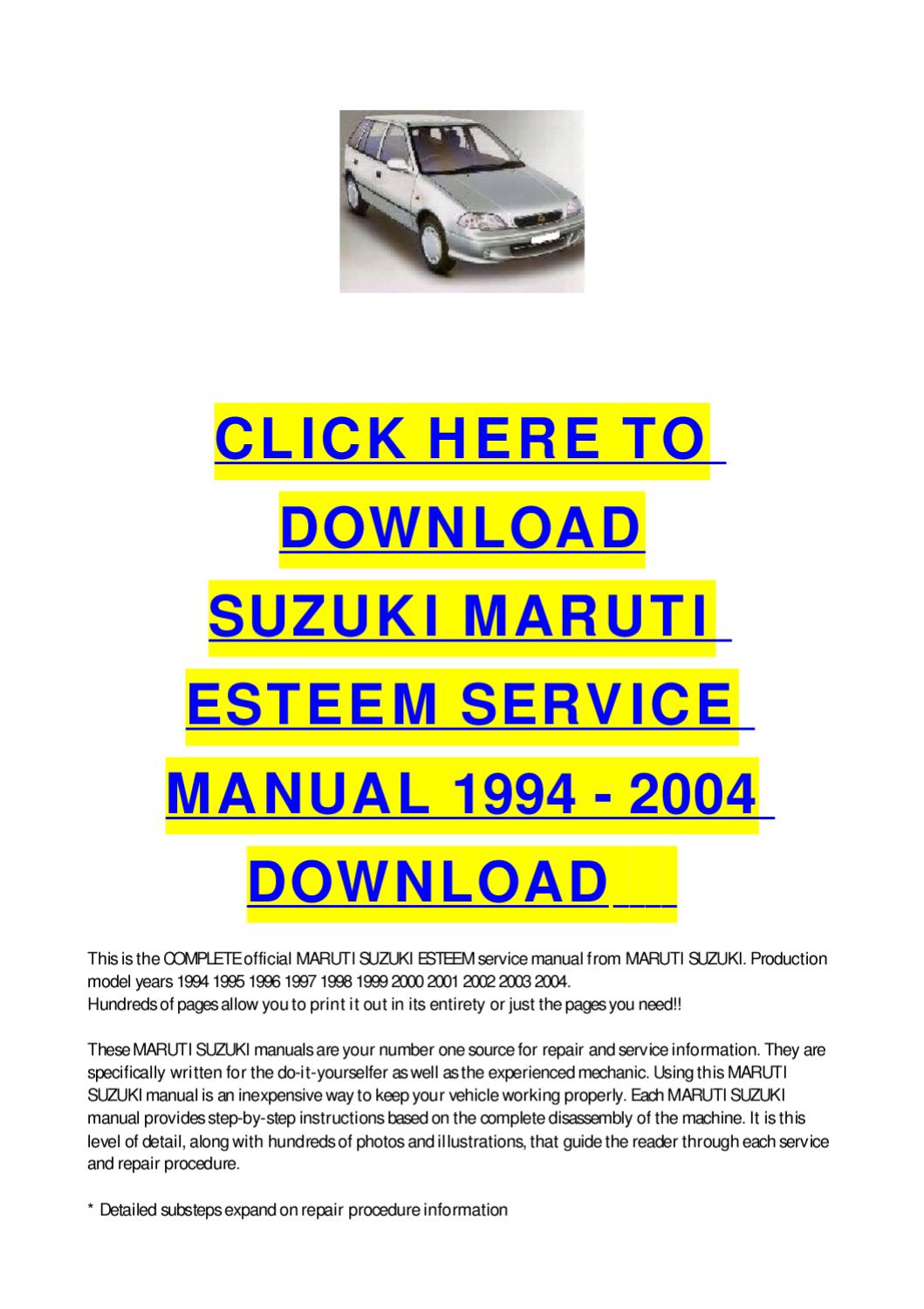 1998 Suzuki Esteem Repair Manual Download